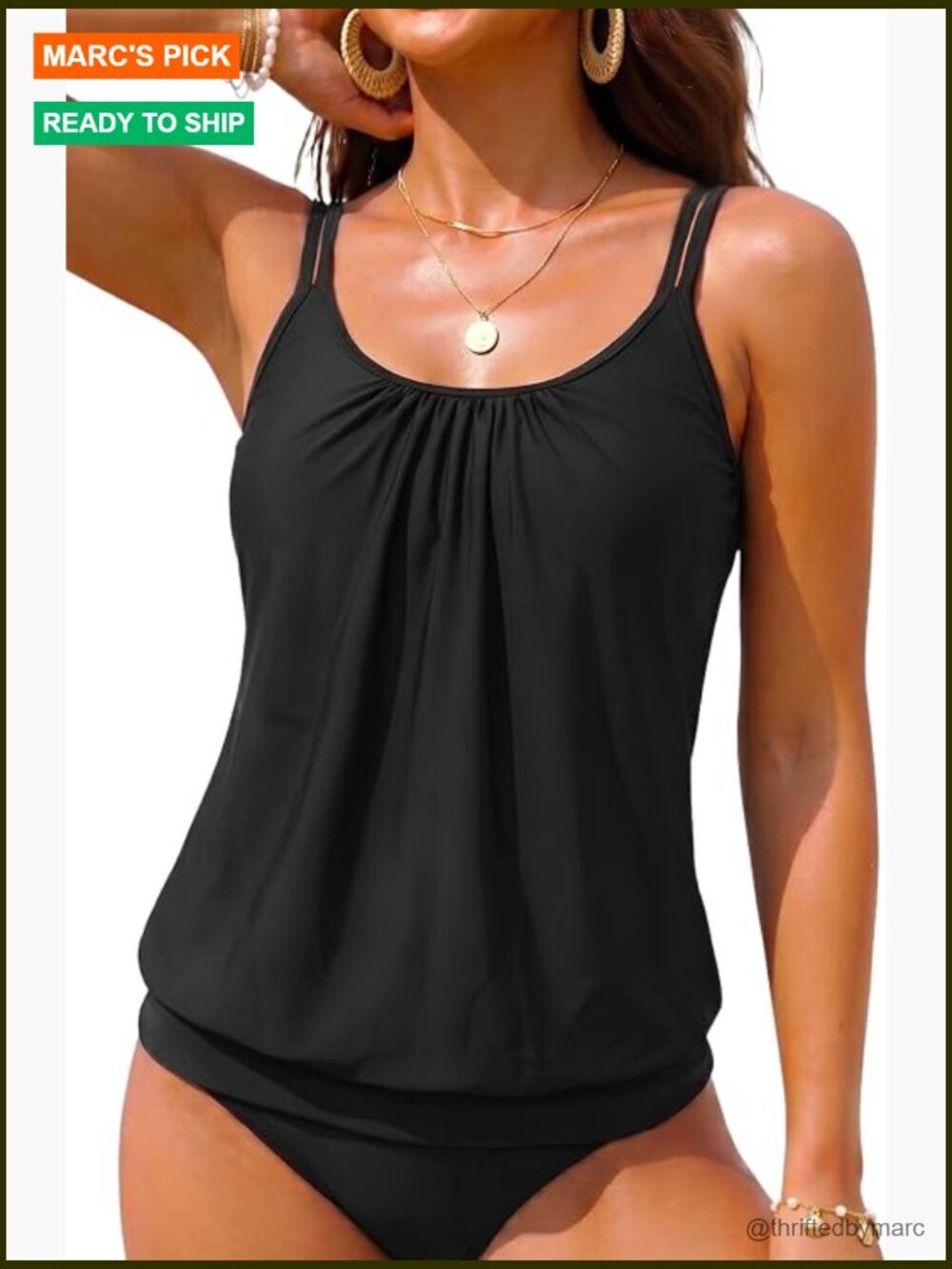 Blouson Tankini Top - Loose Fit Swim Top Only